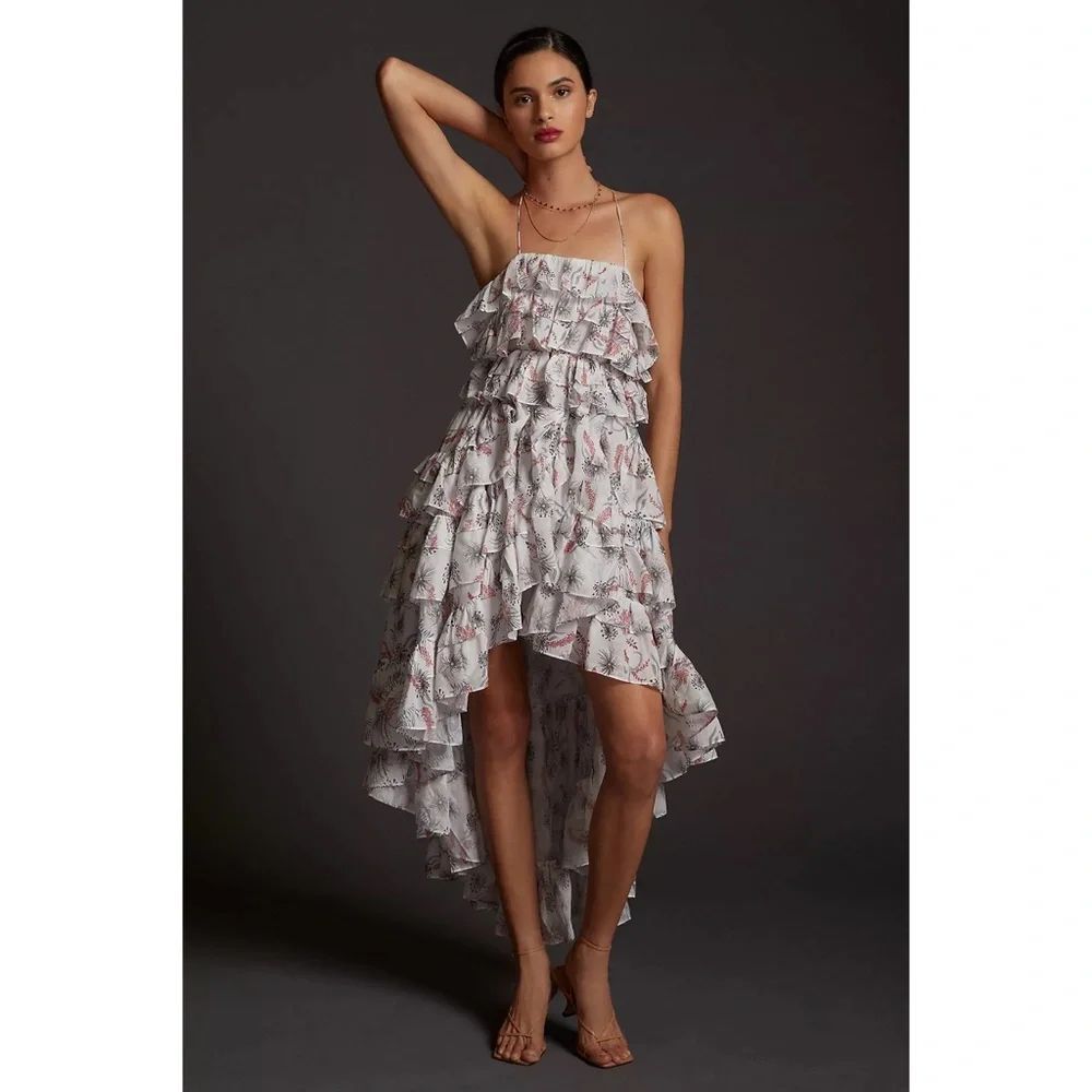Anthropologie Magali Pascal Ruffled High-Low Mini Dress